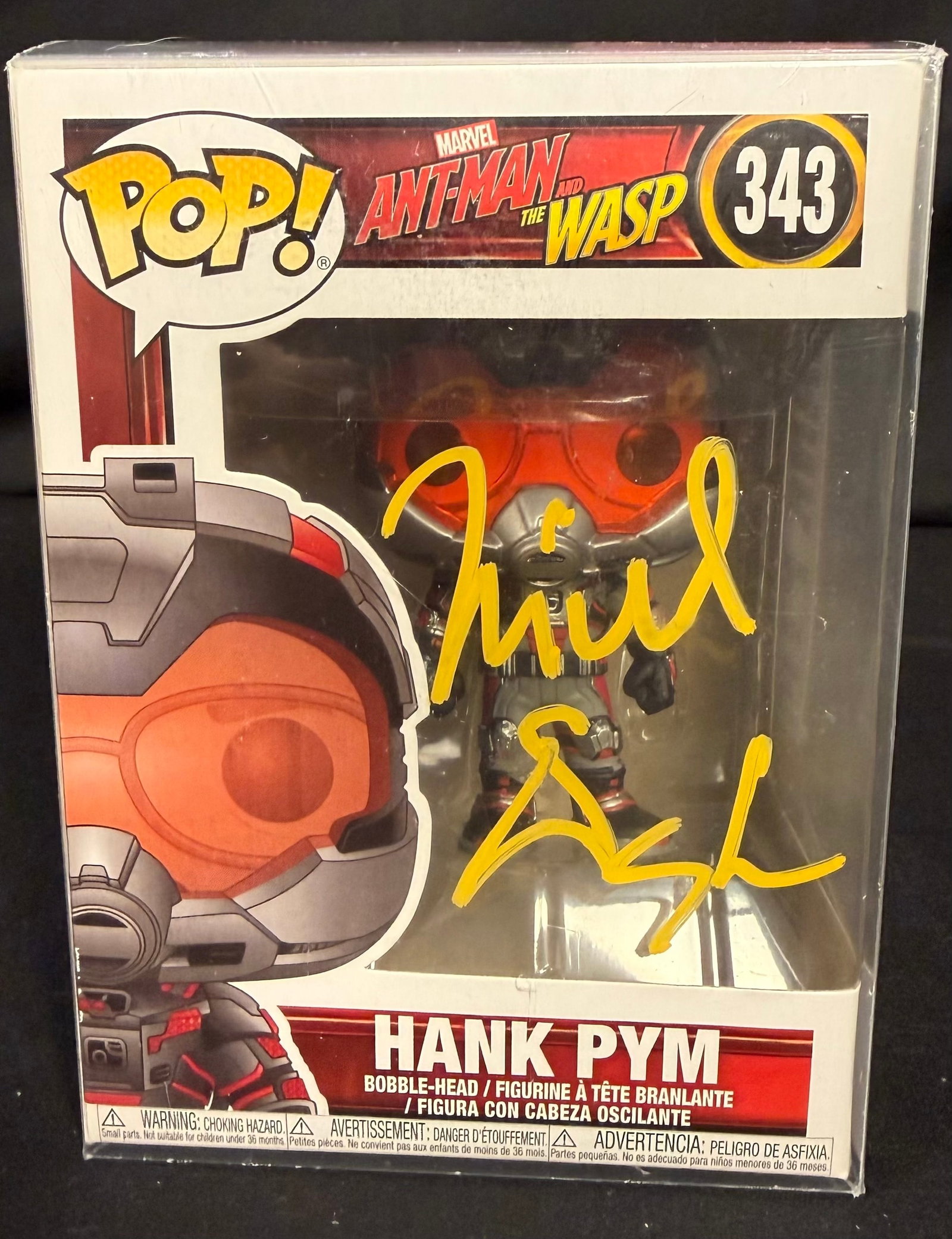 Hnk Pym Signed Funko Pop: Michael Douglas signed Hank Pym Ant-Man and the Wasp Funko Pop #343 with COA