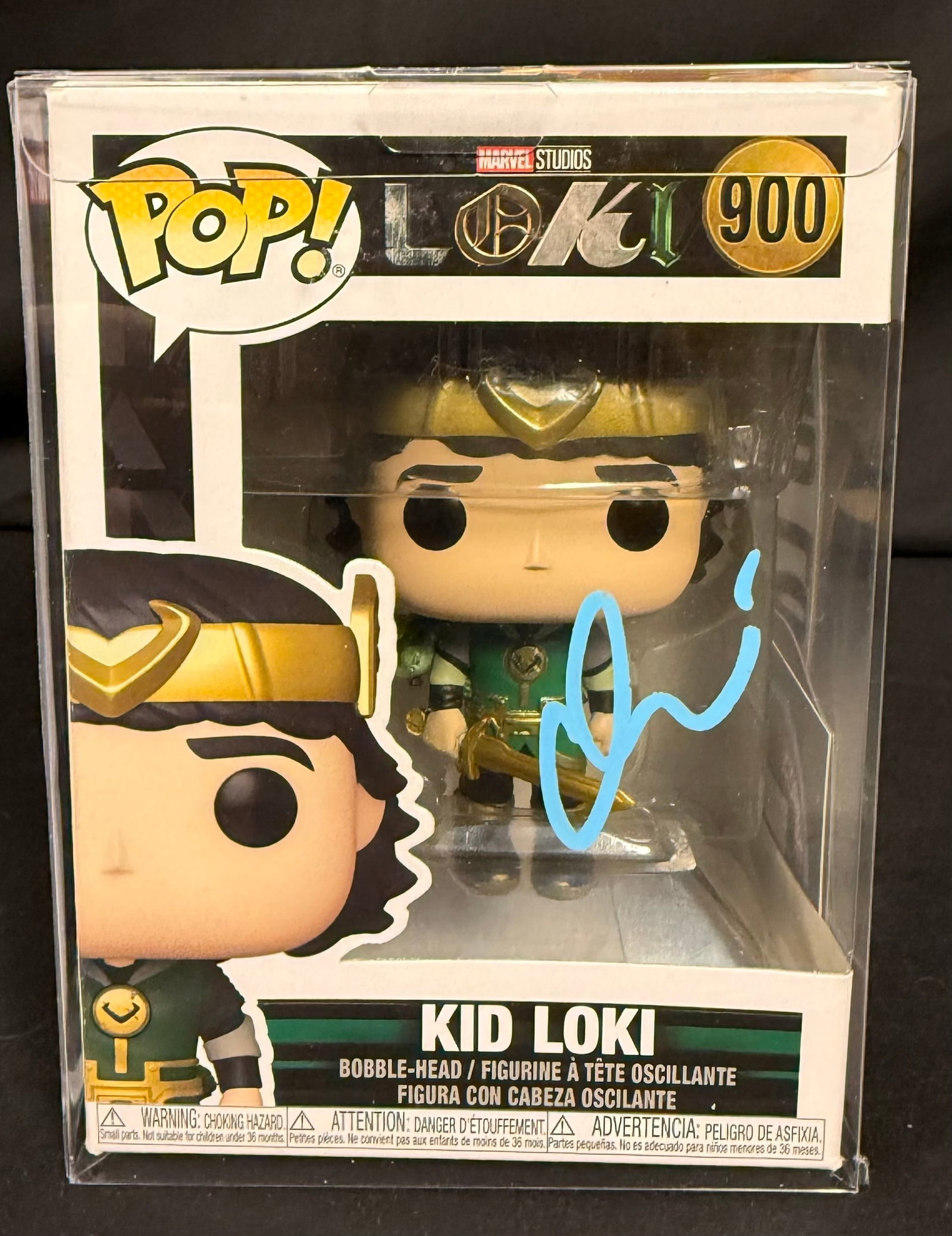 Kid Loki Signed Funko Pop: Matt Damon signed Kid Loki Funko Pop #900 with COA