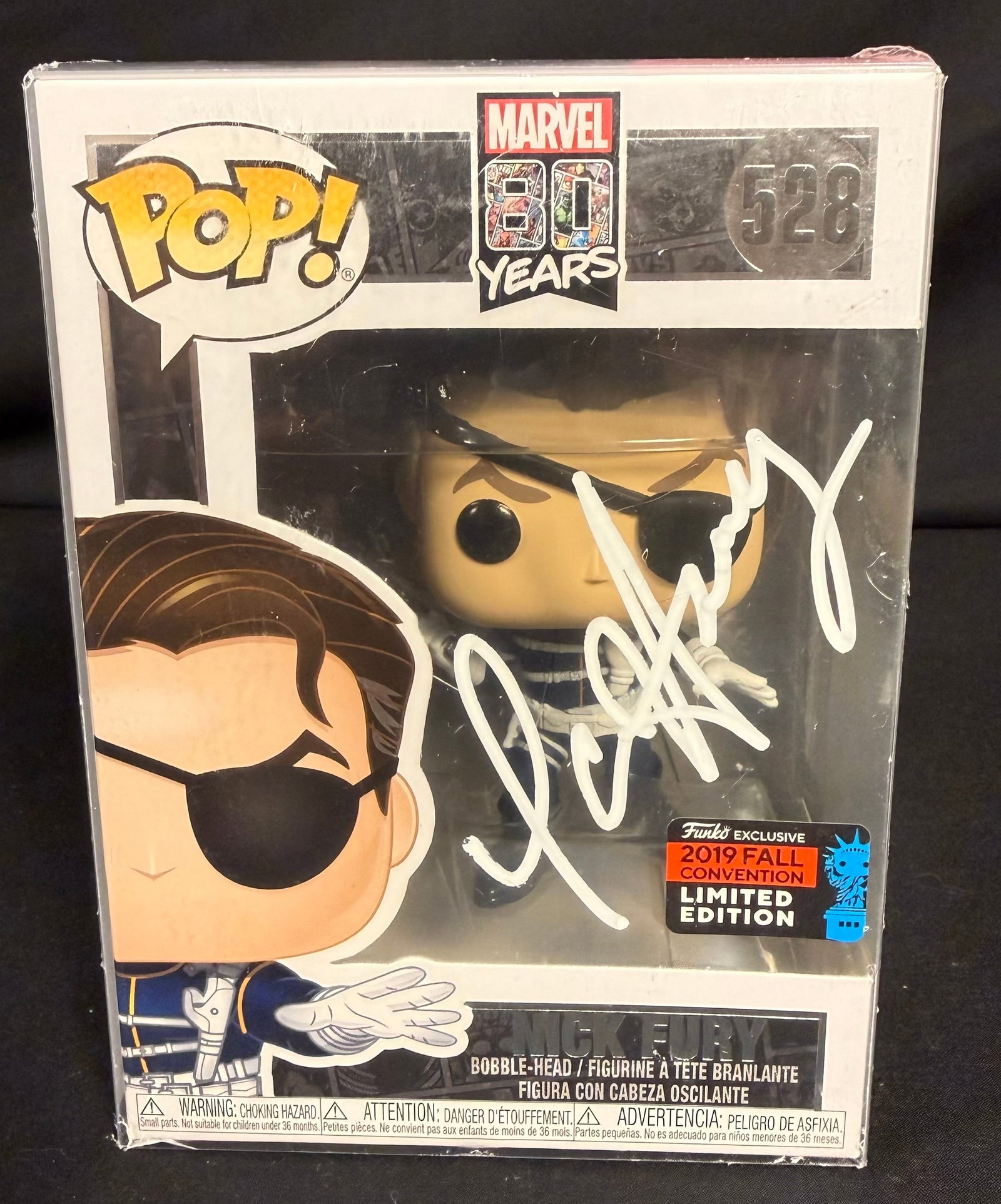 Nick Fury Signed Funko Pop: David Hasselhoff signed Nick Fury Marvel 80 Years Funko Pop #528 with COA