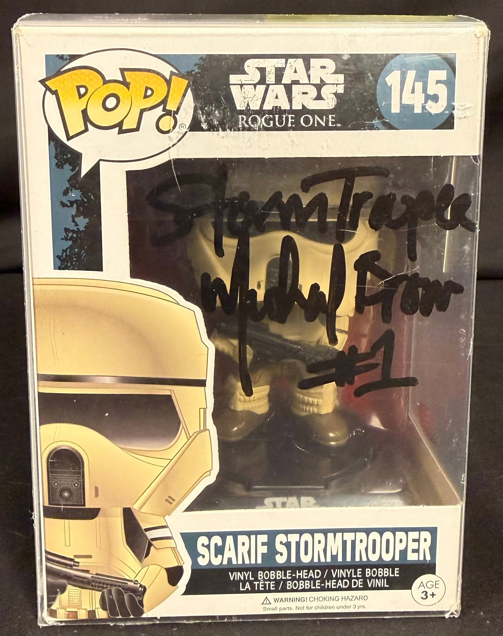 Scarif Stormtrooper SIgned Funko Pop: Michael Brown signed Scarif Stormtrooper Funko Pop #145 with COA