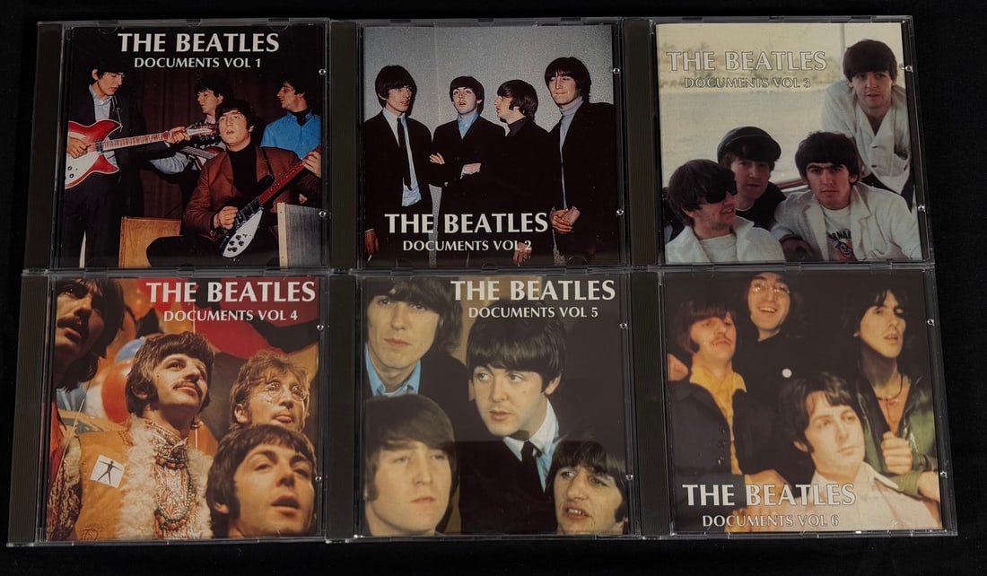 The Beatles Documents Volumes 1-6 CD Collection: Collection of six CDs from the Beatles Documents series issued by Document Records in 1989.