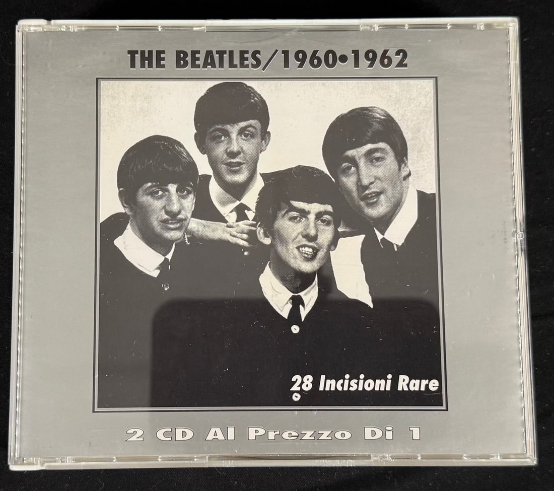 The Beatles - 1960-1962 CD Rare Recordings Collection (Drive Records CD/Drive 505): Early Beatles compilation issued by Drive Records (Italy) featuring 28 rare recordings from the pre-fame and early EMI years (1960-1962).