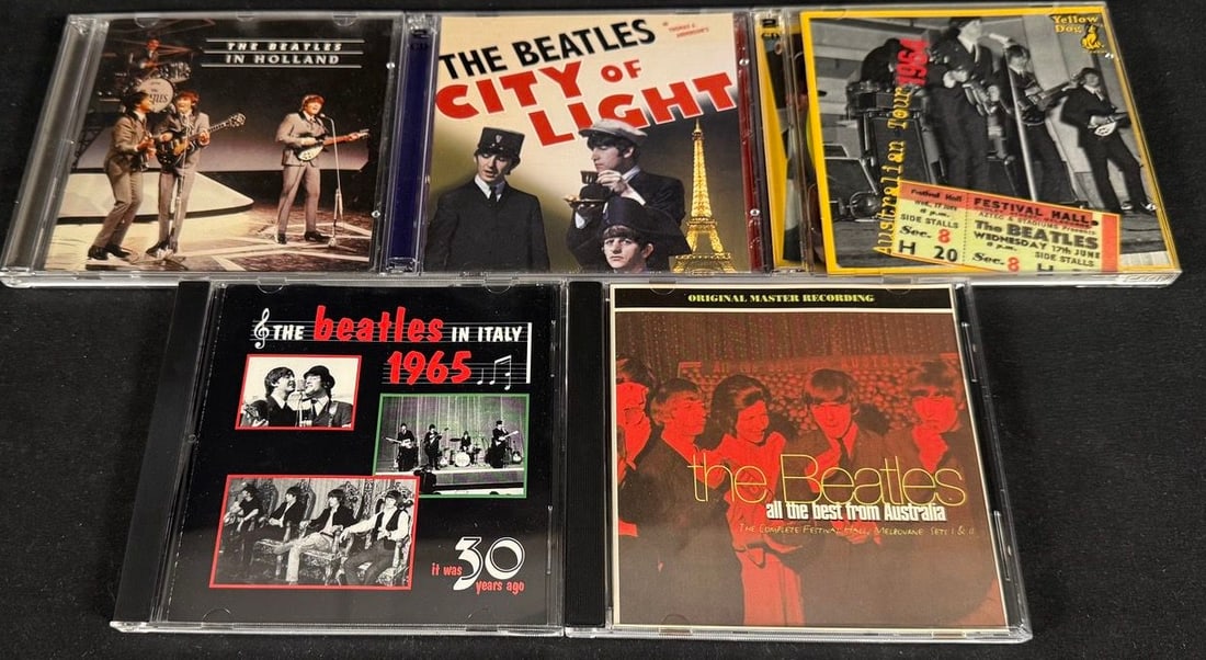 The Beatles - International Tour Recordings Collection - 5 CD Collector Lot: Beatles collector lot featuring rare international live recordings and broadcasts from the group's world tours during the height of Beatlemania.