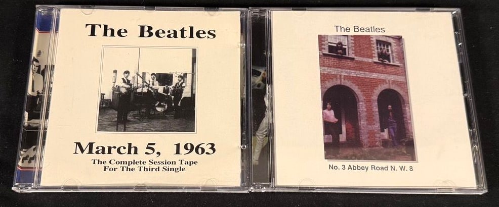 The Beatles Collector CD Pair - "March 5, 1963" Session Archive & "No. 3 Abbey Road N.W.8" Outtakes: Beatles collector lot consisting of two unofficial archival releases focused on studio sessions, alternate takes, demos, and rare recordings.