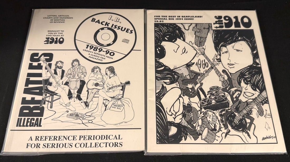 The 910 Beatles Collector Publications (2 Pieces): These sought-after fan publications contain articles, interviews, recording session information, bootleg reviews, release guides, and collector research focused on rare Beatles recordings and memorabi