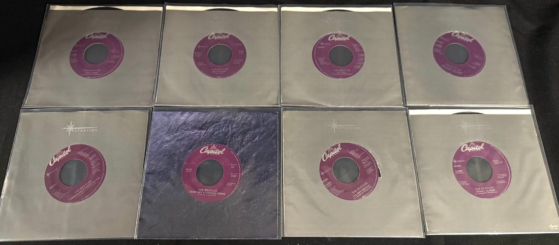 The Beatles Capitol Purple Label 45 RPM Singles (8 Pieces) (1 of 2)