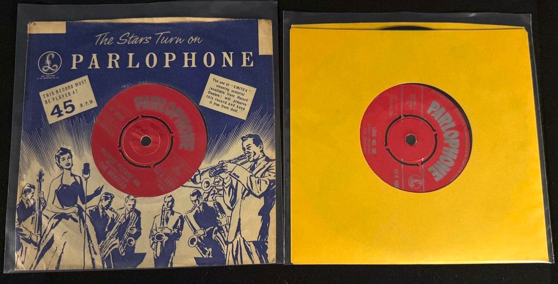 Beatles UK Parlophone Red Label 45 RPM Singles (2) (1 of 2)