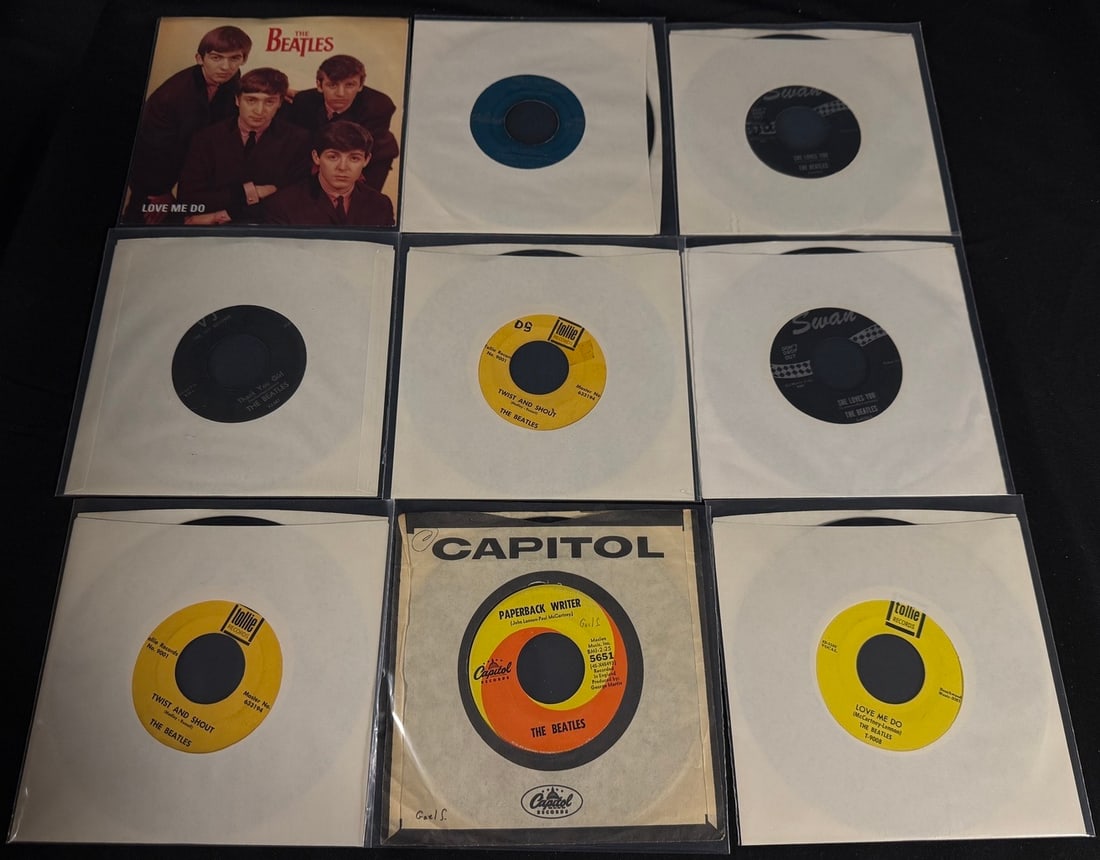 Lot of 9 Beatles 45s (1 of 2)