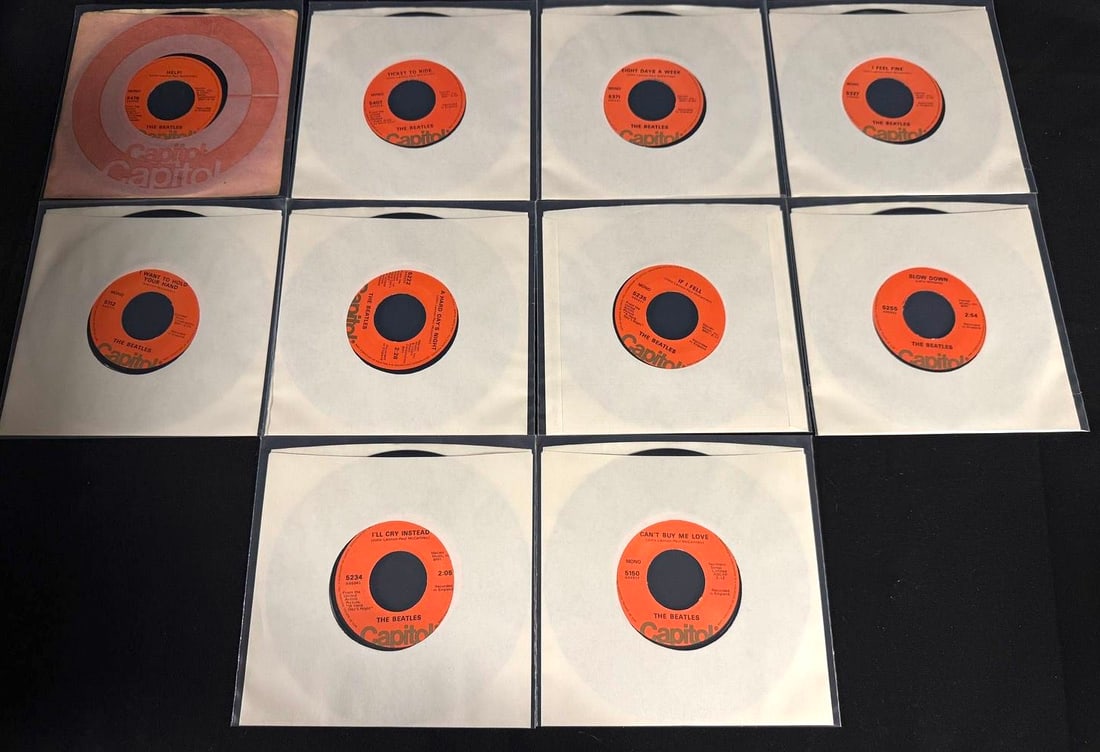 Lot of 10 Beatles 45s 70s pressings (1 of 2)