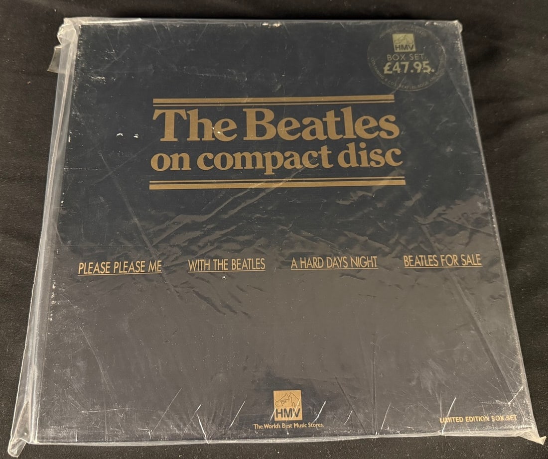 HMV Beatles on Compact Disc Early Albums Limited Edition Box Set: HMV limited edition promotional box set for Please Please Me, With the Beatles, A Hard Day's Night, and Beatles for Sale compact discs.