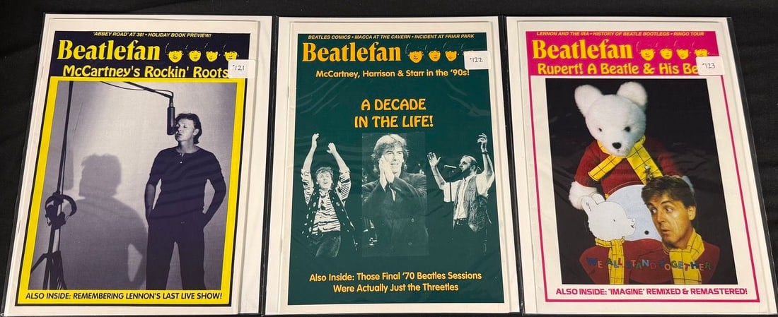 Beatlefan Magazine Issues #115-117: Three Beatlefan magazines featuring John Lennon, Jack Douglas, and Ringo Starr.