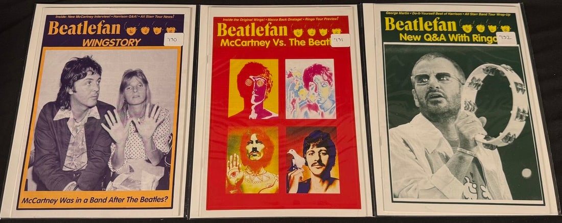 Beatlefan Magazine Issues #124-126: Three Beatlefan magazines featuring McCartney's touring band, Paul McCartney in New York, and John Lennon/Plastic Ono Band.