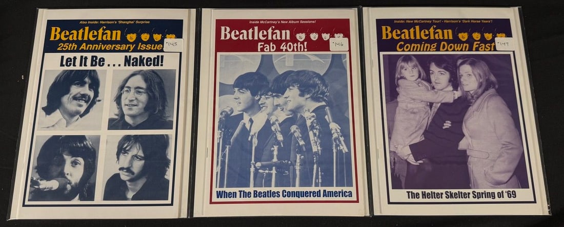 Beatlefan Magazine Issues #145-147: Three Beatlefan magazines featuring Let It Be... Naked, Beatlefan's 25th anniversary, and the spring of 1969.