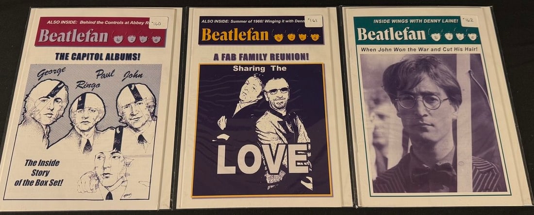 Beatlefan Magazine Issues #160-162: Three Beatlefan magazines featuring the Capitol Albums, LOVE, and John Lennon.
