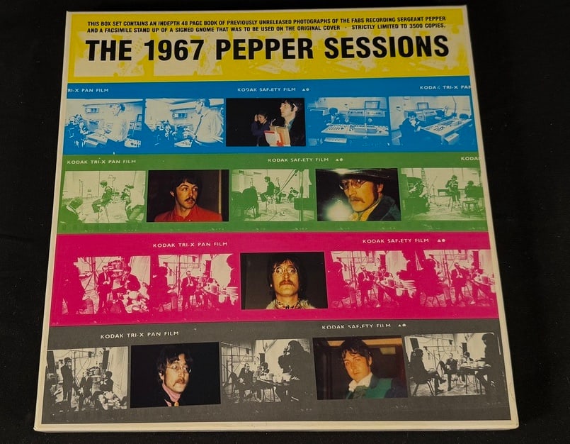 The Beatles - The 1967 Pepper Sessions Limited Edition Box Set: Limited edition Beatles presentation box set titled The 1967 Pepper Sessions, featuring studio session photographs and companion materials.