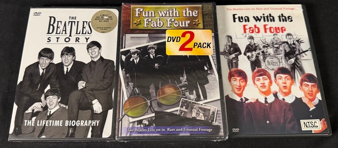 Beatles Biography & Rare Footage DVD Collection (3): Collection including The Beatles Story, Fun with the Fab Four, and an unauthorized Beatles documentary DVD.