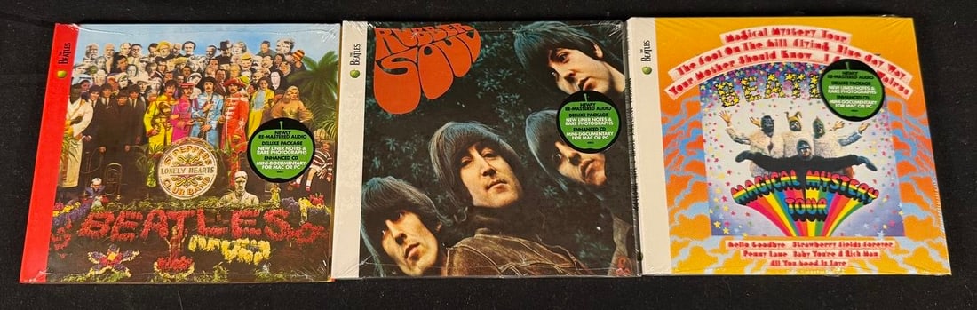 Beatles 2009 Remastered CD Trio (Sgt. Pepper, Rubber Soul & Magical Mystery Tour): Factory-sealed 2009 remastered Beatles CDs including three landmark albums.