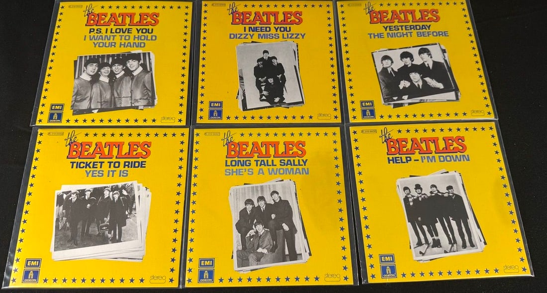 The Beatles 'Oldies But Goldies' Volumes 7-12 Record Set: Six-volume group from the Pathe Marconi/EMI 'Oldies But Goldies' Beatles series, numbered 7 through 12.