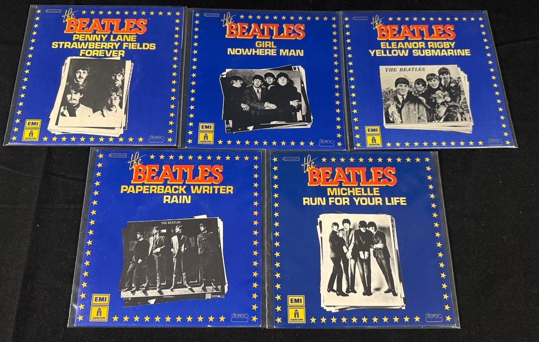 The Beatles 'Oldies But Goldies' Volumes 25-29 Record Set: Five-volume group from the Pathe Marconi/EMI 'Oldies But Goldies' Beatles series, numbered 25 through 29.