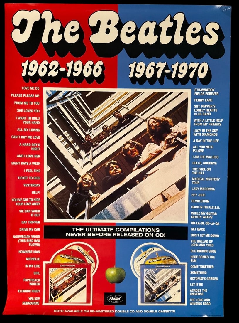 The Beatles 1962-1966 / 1967-1970 Compact Disc Promotional Poster (1 of 1)