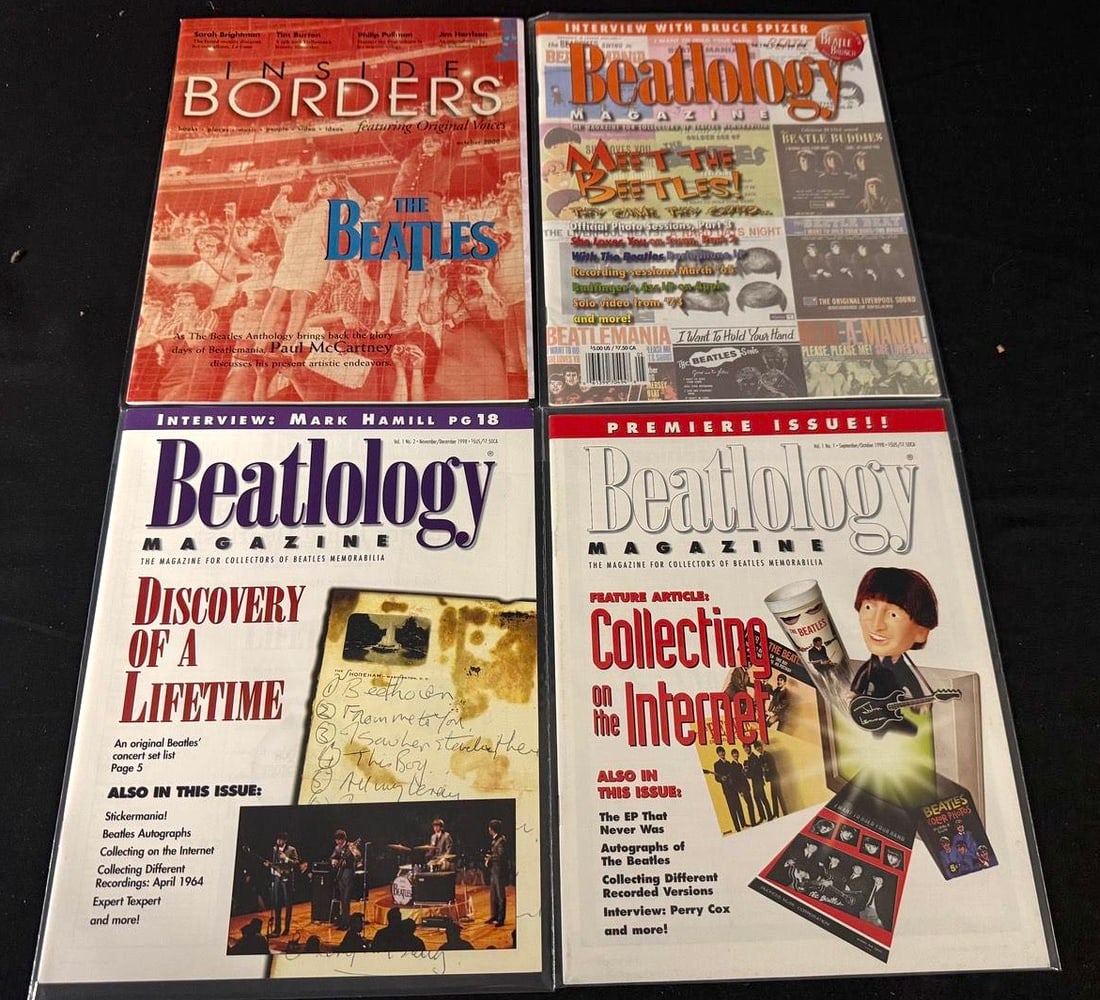 Beatology & Beatles Magazine Lot (4 issues): Four magazines including Beatology premiere issue and Beatles Anthology special.