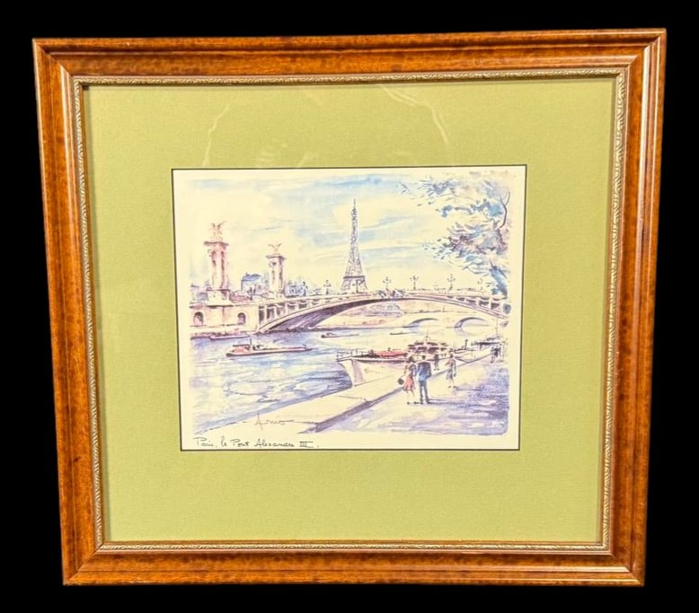 Framed Paris 'Pont Alexandre III' Watercolor (1 of 2)