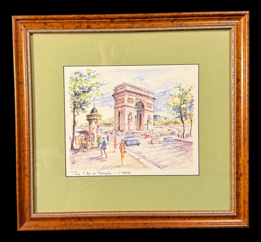 Framed Paris 'Arc de Triomphe' Watercolor (1 of 2)
