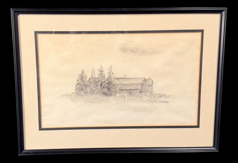 Framed Rural Barn Pencil Drawing by David H. (1 of 2)