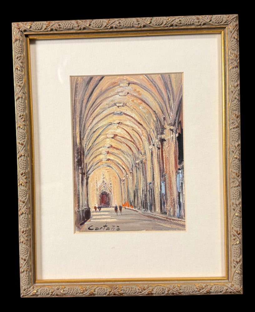 Signed Cathedral Interior Painting by Cortes (1 of 3)
