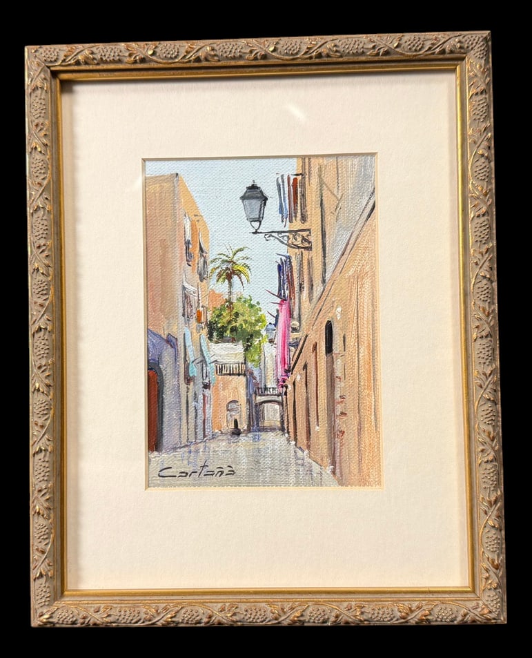 Signed Cortes Mediterranean Alleyway Painting (1 of 3)