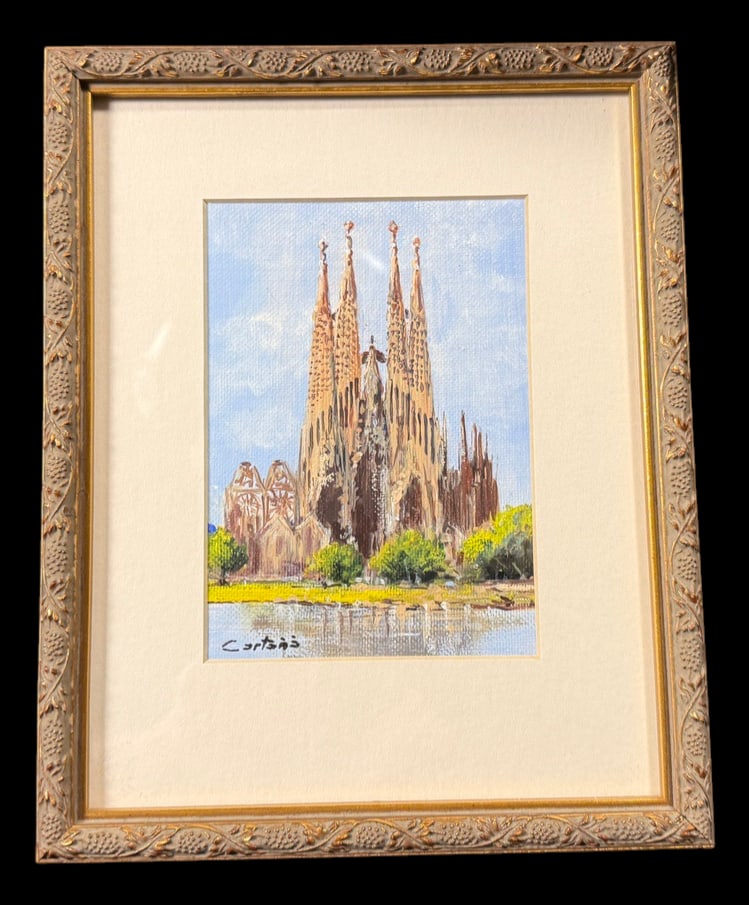 Signed Cortes Sagrada Familia Painting (1 of 3)