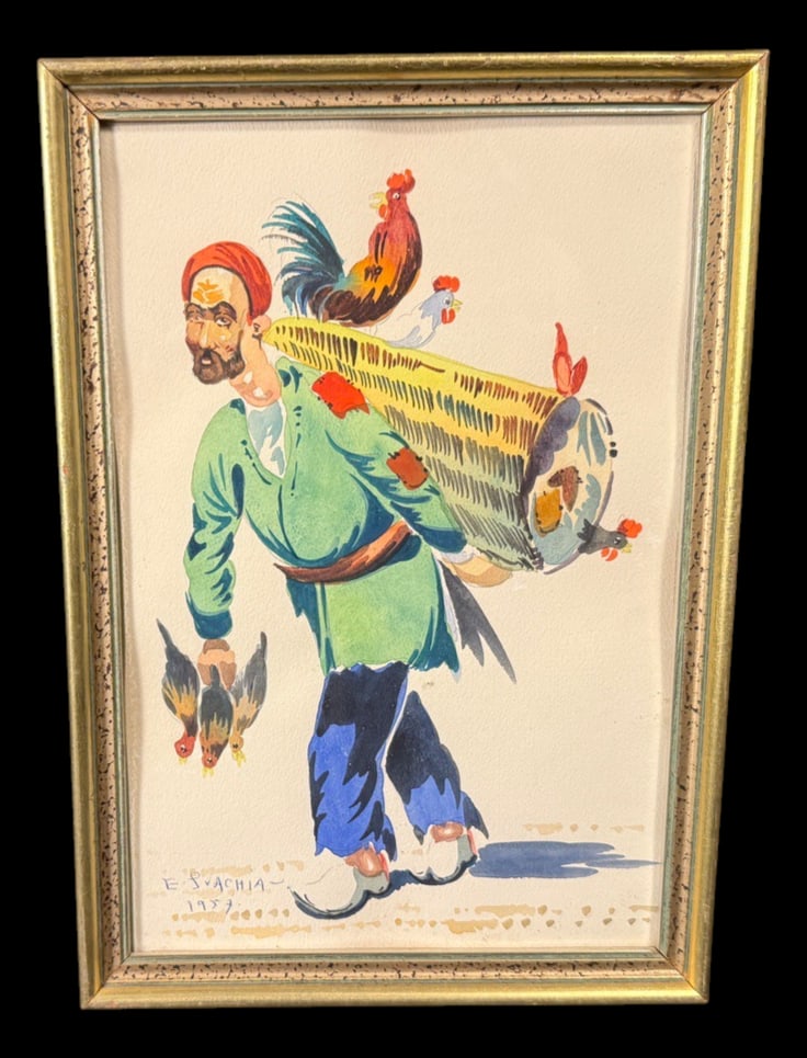 E. Spachia Signed Watercolor Paintings Lot (1 of 8)