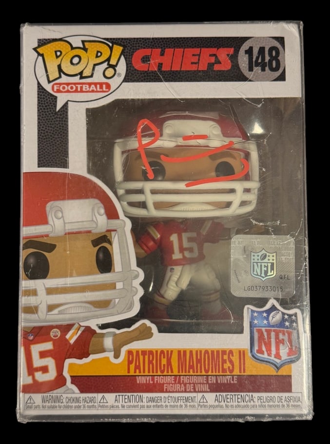 Patrick Mahomes II Signed Funko Pop: Patrick Mahomes Kansas City Chiefs signed Funko Pop Football #148 with COA