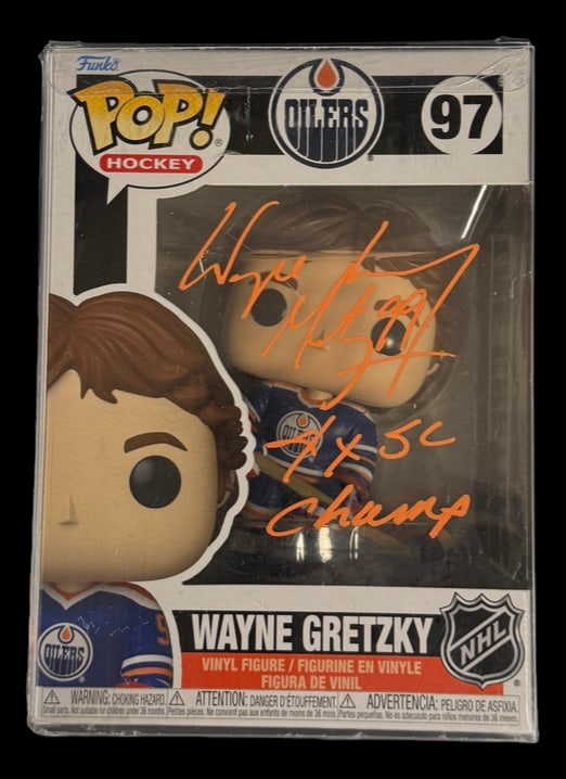 Wayne Gretzky Signed Funko Pop: Wayne Gretzky Edmonton Oilers signed Funko Pop Hockey #97 with COA