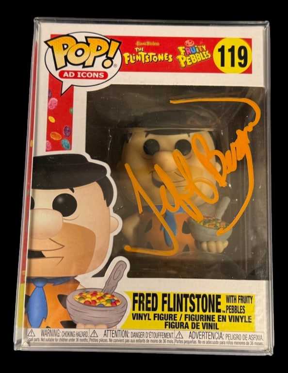 Fred Flinstone Signed Funko Pop: Jeff Bergman signed Fred Flinstone The Flinstones Funko Pop #199 with COA