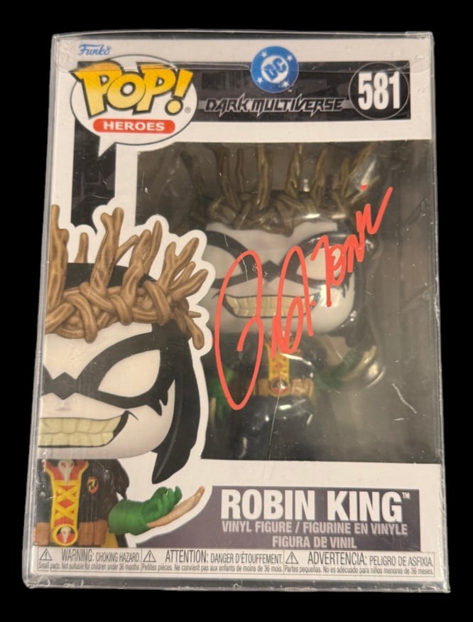 Robin King Signed Funko Pop: Peter Tomasi signed Robin King Dark Multiverse Funko Pop #581 with COA