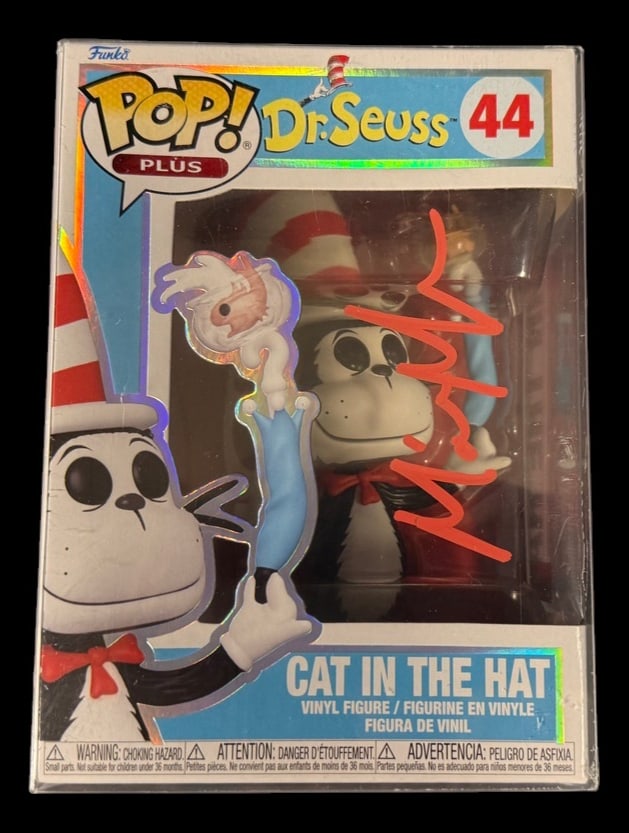 Cat in the Hat Signed Funko Pop: Mike Myers signed Cat in the Hat Dr. Seuss Funko Pop #44 with COA