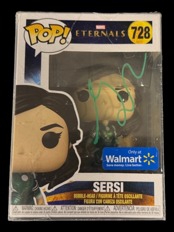 Sersi Signed Funko Pop: Gemma Chan signed Sersi Eternals Funko Pop #728 with COA
