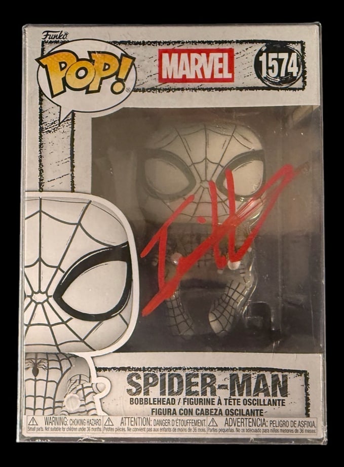 Spider-Man Signed Funko Pop: Tom Holland signed Spider-Man Funko Pop #1574 with COA