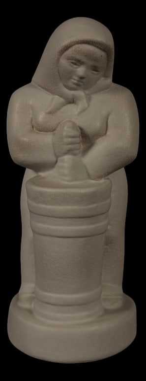 White Bisque Woman Churning Butter Figurine (1 of 2)