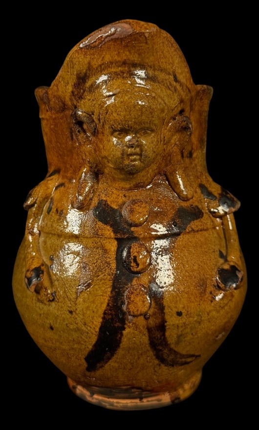 Folk Art Clown Character Pottery Jug (1 of 3)