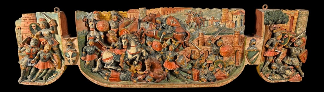 Large Sicilian Battle Relief Wall Sculpture (1 of 3)