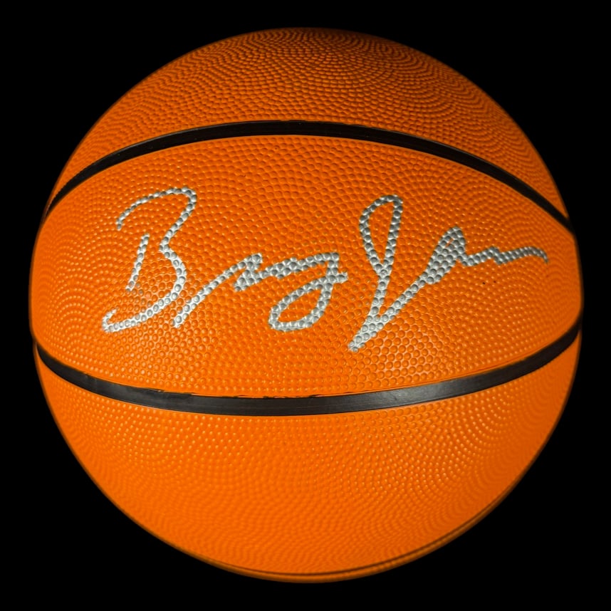 Bronny James Signed Basketball: Bronny James signed blank basketball with COA