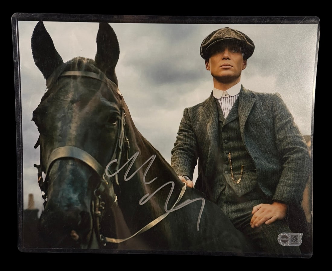 Signed Peaky Blinders Photo: Color promotional photograph from Peaky Blinders featuring the lead character on horseback with a silver autograph.