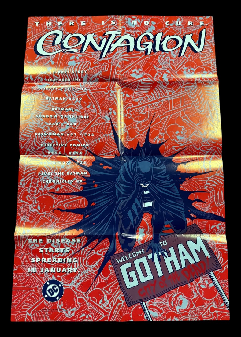 Batman 'Contagion' Promotional Poster: DC Comics poster promoting the 11-part Batman: Contagion crossover. 34" x 22" / 1995.