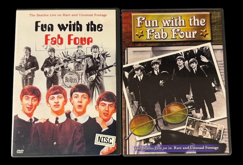 Beatles Documentary DVD Pair: Pair of Beatles documentary DVDs featuring rare concert footage, television appearances, and historical performances presented in two different editions.