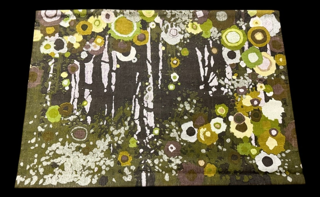 Mid-Century Floral Linen Wall Hanging (1 of 3)