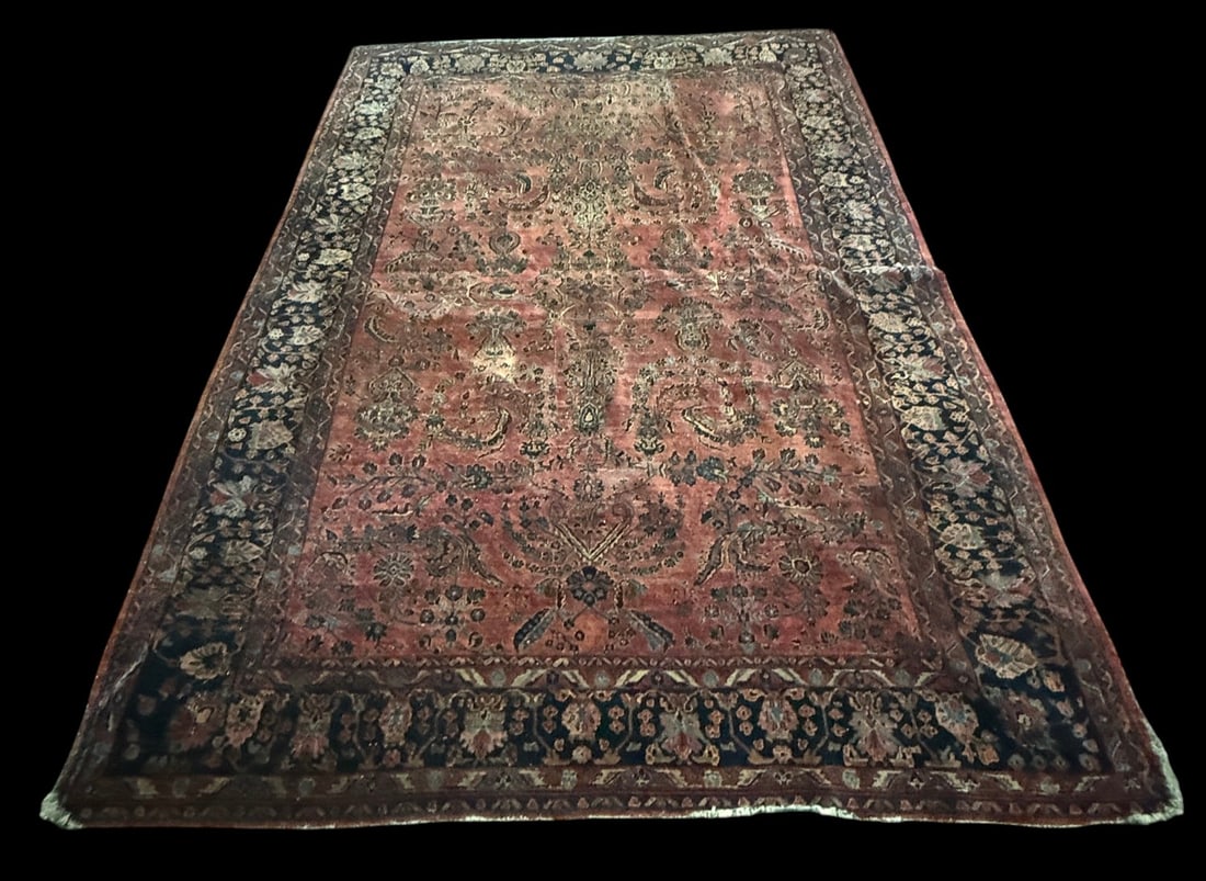 Vintage Oriental Style Carpet: Red eastern-style wool carpet 9'9 x 12'