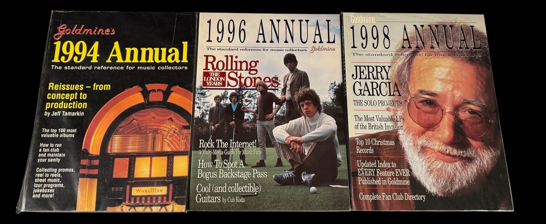 Goldmine Annual Price Guide Collection: Three editions of Goldmine's annual music collector reference guides featuring articles, record values, and collecting information.