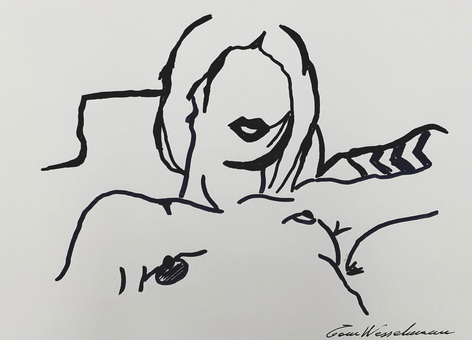 Tom Wesselmann - Untitled - Signed: Author: attributed to Tom Wesselmann Size: 29,5 cm x 21 cm Drawing on paper. Hand-signed by the artist